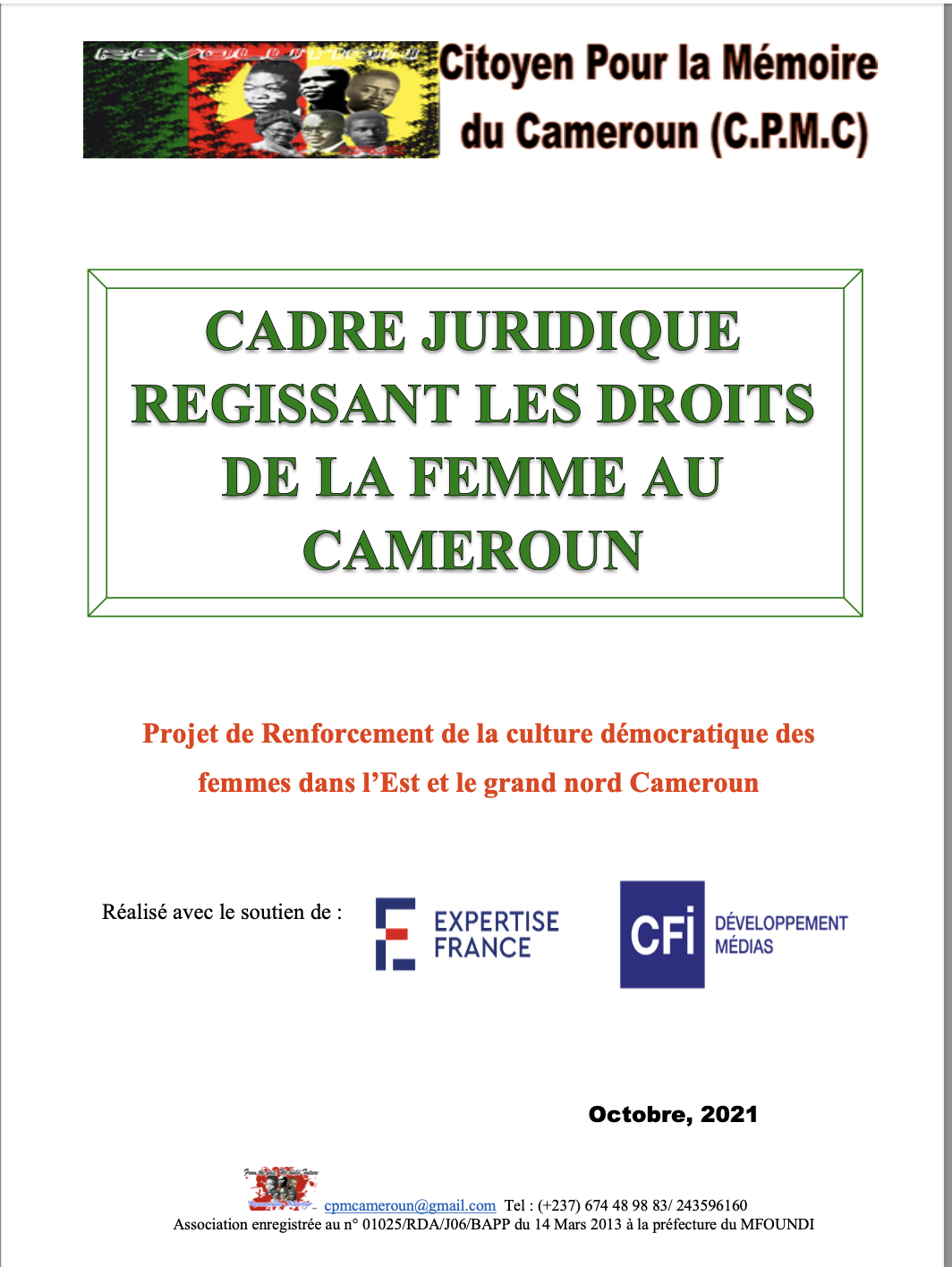 CADRE JURIDIQUE REGISSANT LES DROITS DE LA FEMME ET DE LA FILLE AU CAMEROUN